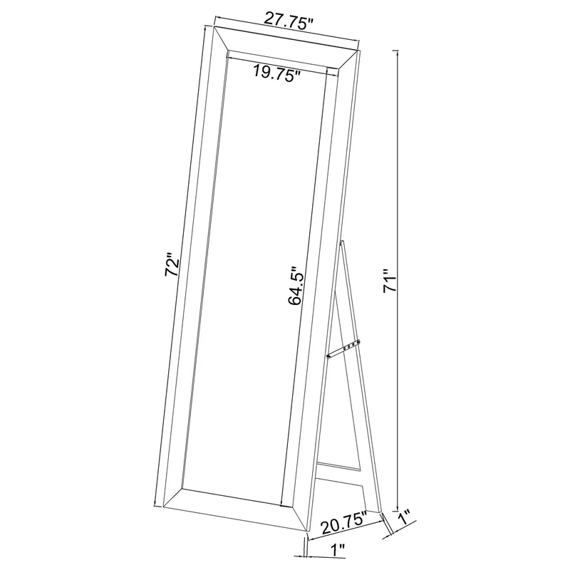 Coaster Furniture Cadence 961653 Tempered Glass Full Length Standing Mirror - Black Oak