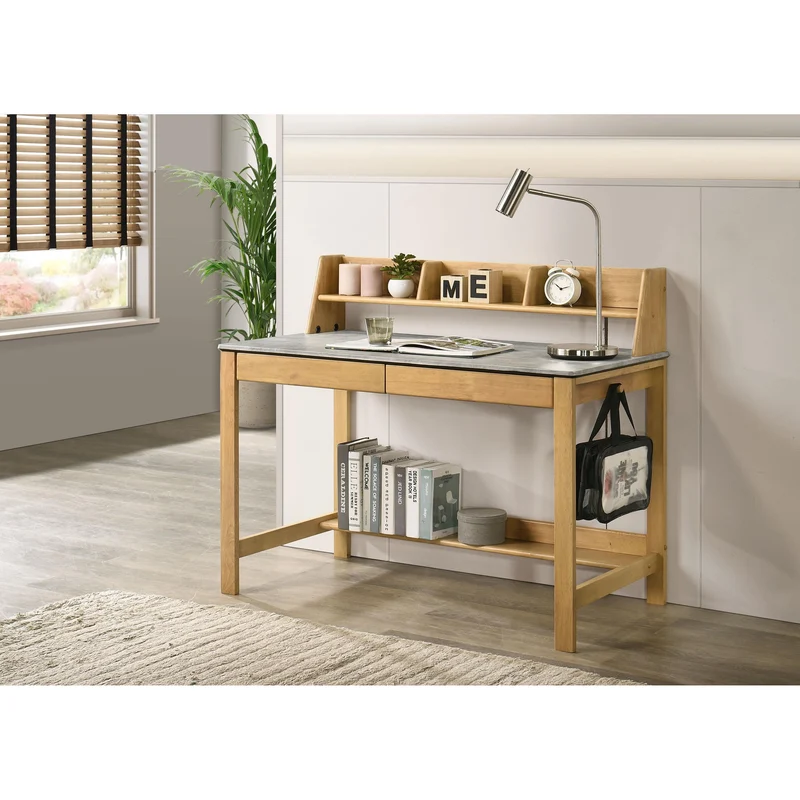 Coaster Furniture Besler 801075 47-inch SmartTop Writing Desk with Shelf - Cement/Natural