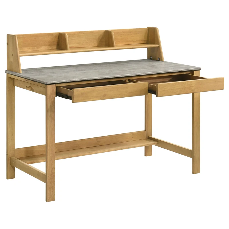 Coaster Furniture Besler 801075 47-inch SmartTop Writing Desk with Shelf - Cement/Natural