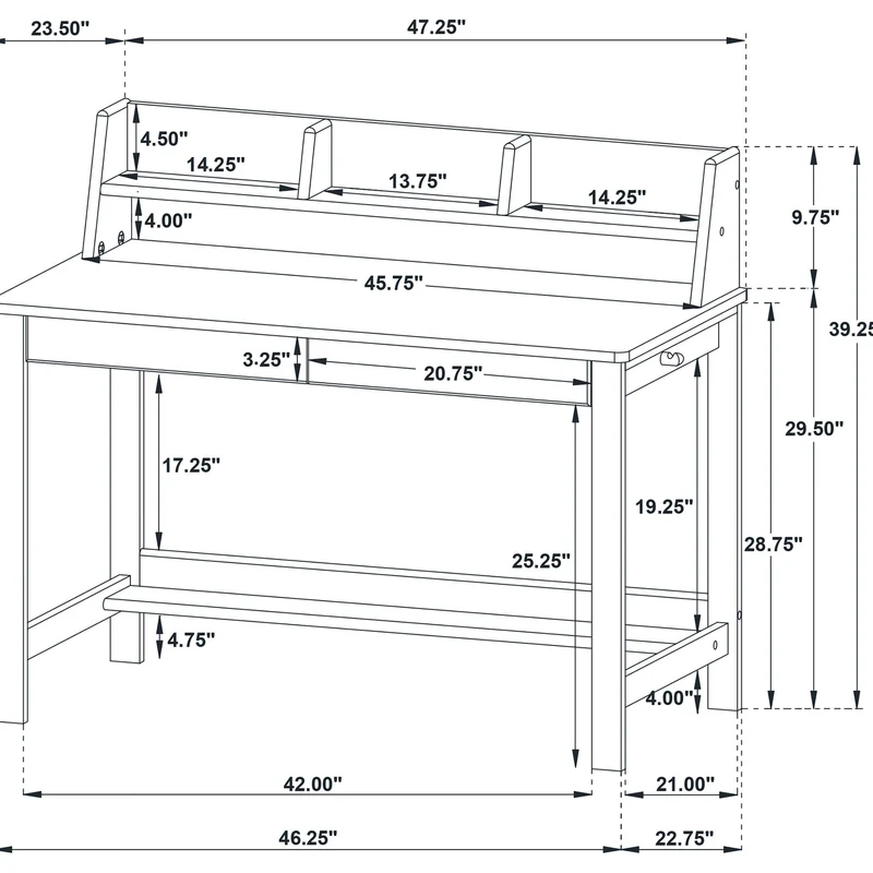 Coaster Furniture Besler 801075 47-inch SmartTop Writing Desk with Shelf - Cement/Natural