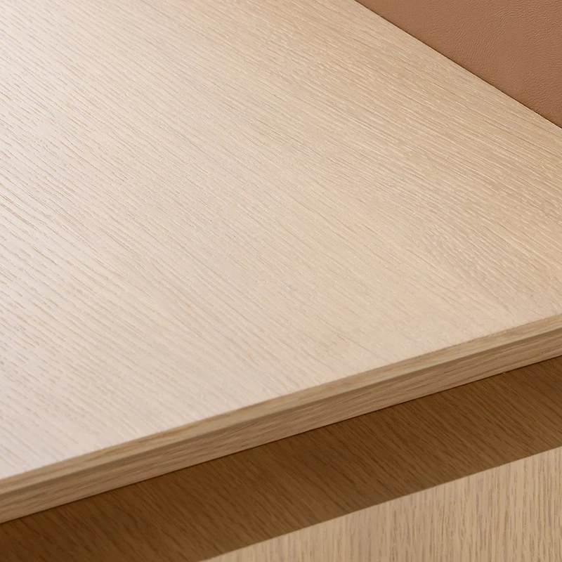 Modern Minimalist White Oak Veneer Solid Wood Plywood Desk With 2 Drawers For Home Office