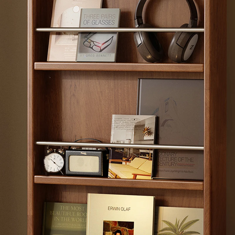 Modern Mid-Century Rubberwood Plywood Stainless Steel Ellipse Bookshelf 360° Rotating Full-Length Mirror For Living Room