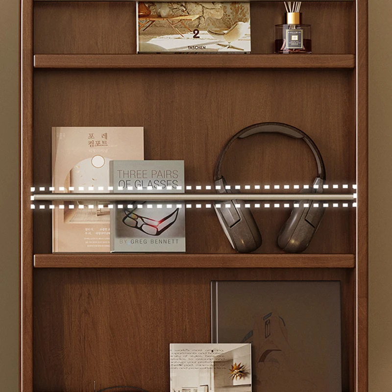 Modern Mid-Century Rubberwood Plywood Stainless Steel Ellipse Bookshelf 360° Rotating Full-Length Mirror For Living Room