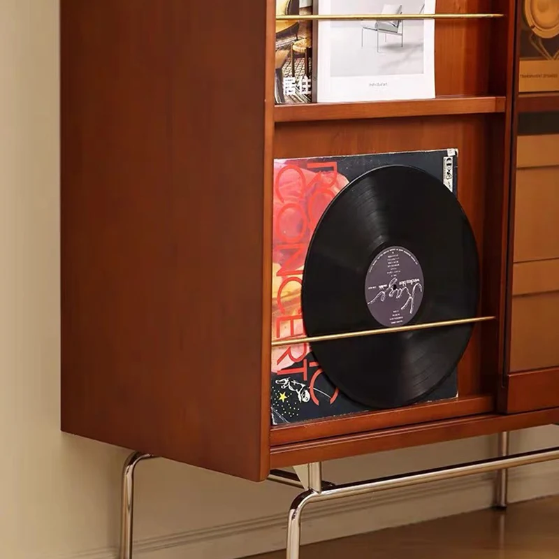 Contemporary Retro Pine Wood Stainless Steel Glass Rectangular Bookshelf 7/8-Cabinet Removable Baffle For Living Room