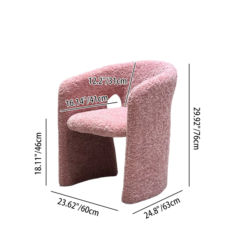 Modern Luxury Steel & Plywood H-Shaped Sherpa Fabric Upholstered Accent Chair With Backrest Armrest For Living Room & Bedroom