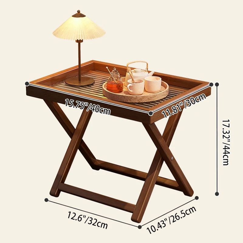 Modern Minimalist Nan Bamboo MDF Acrylic X-Shaped Stable Support Side Table With Foldable & Detachable Design For Living Room