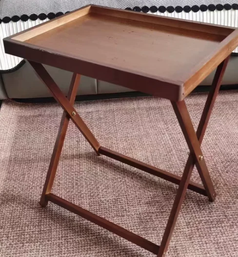 Modern Minimalist Nan Bamboo MDF Acrylic X-Shaped Stable Support Side Table With Foldable & Detachable Design For Living Room