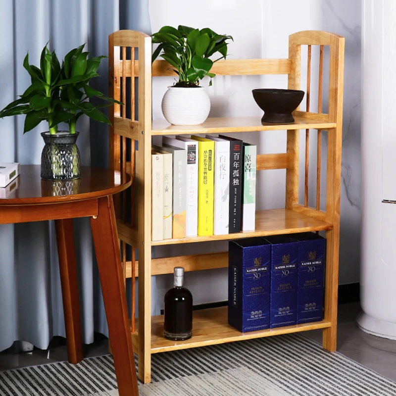 Modern Minimalist Rectangular Rubberwood Bookshelf 3/4/5 Tier For Home & Office