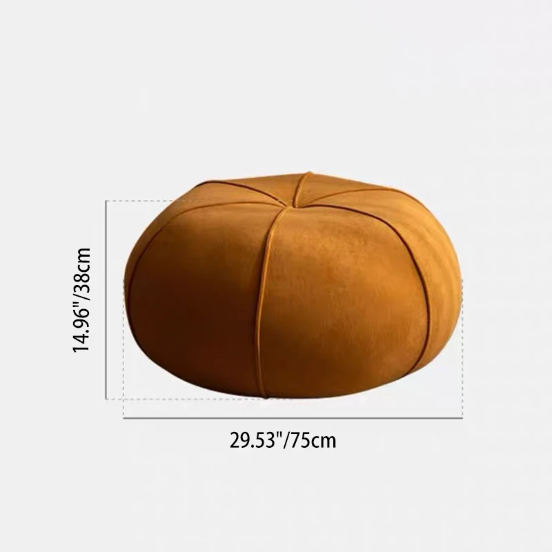Contemporary Creative Pumpkin Solid Wood Plywood Frame Velvet Low Stool For Living Room And Entryway