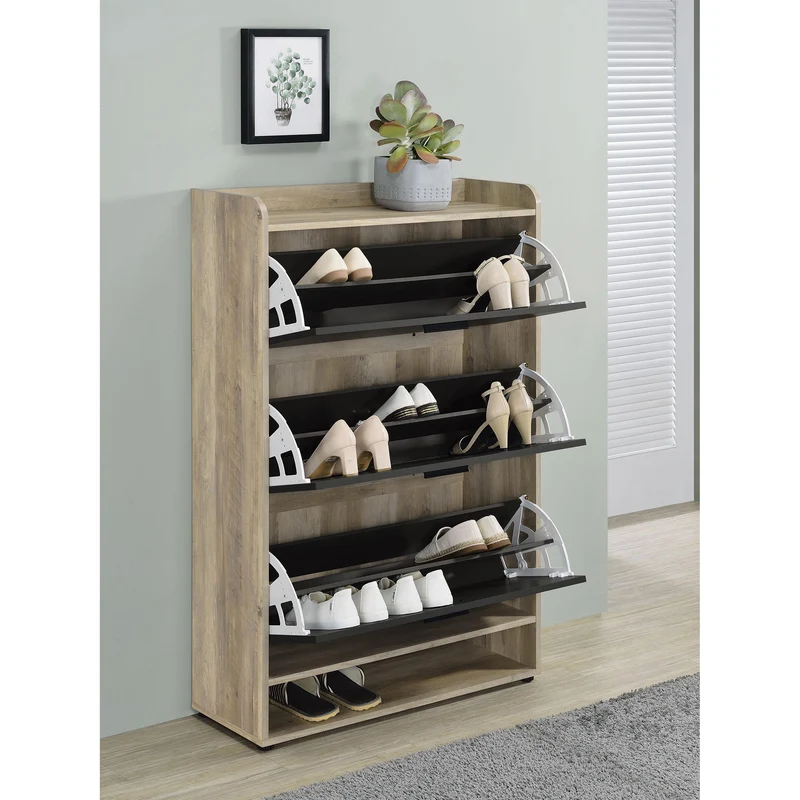 Coaster Furniture Denia 950404 3-tier Engineered Wood Shoe Cabinet - Grey