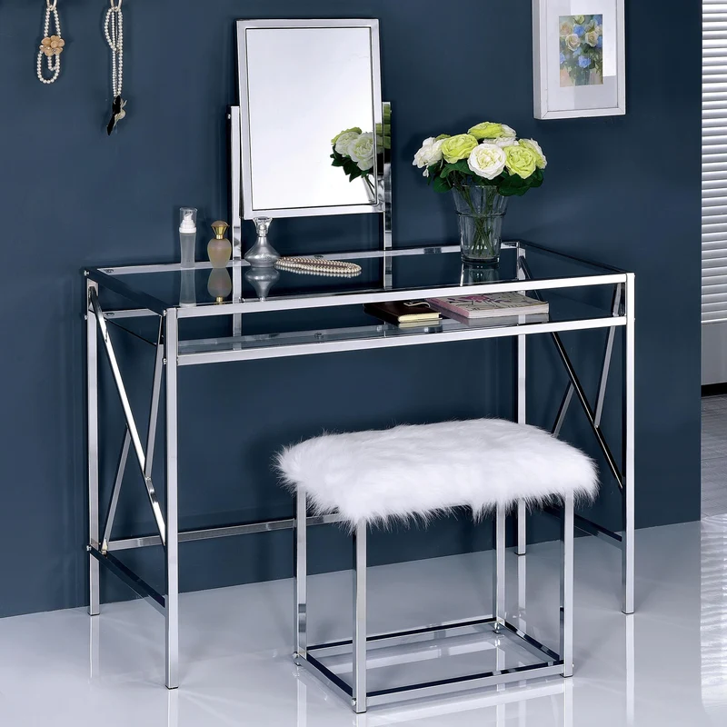 Furniture of America Lismore CM-DK6707CRM Vanity w/ Stool
