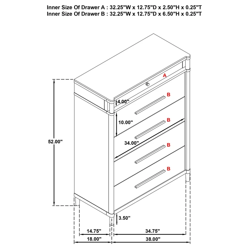 Coaster Furniture Gracemont 225075 5-drawer Bedroom Chest - White