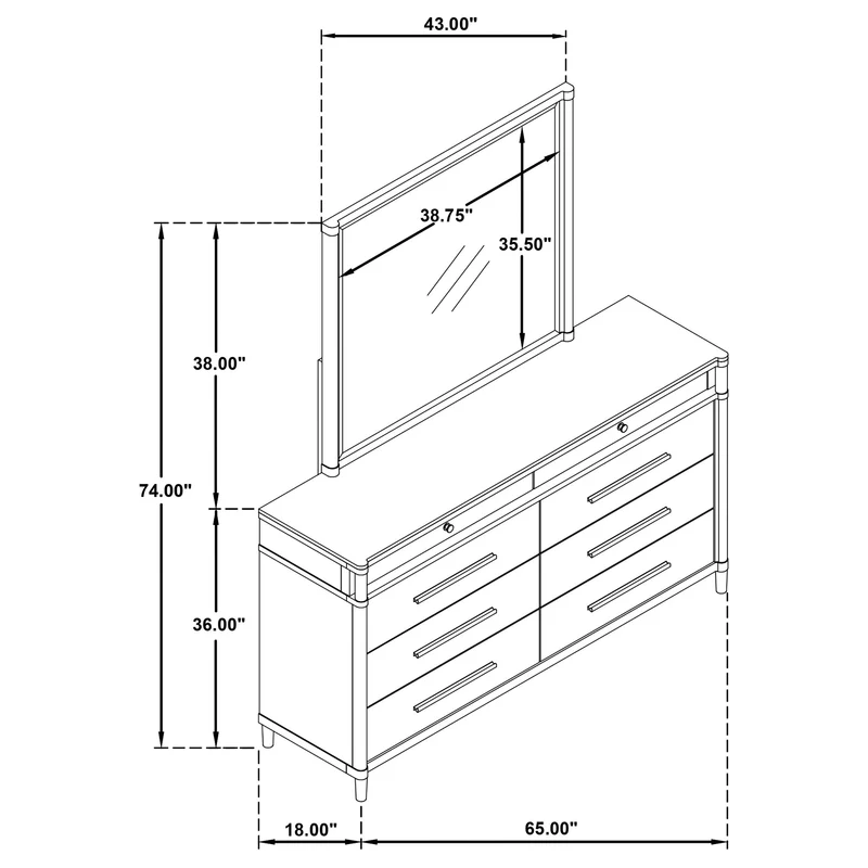Coaster Furniture Gracemont 225073M 8-drawer Bedroom Dresser with Mirror - White