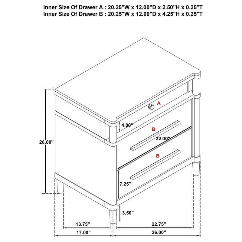 Coaster Furniture Gracemont 225072 3-drawer Bedroom Nightstand Bedside Table - White