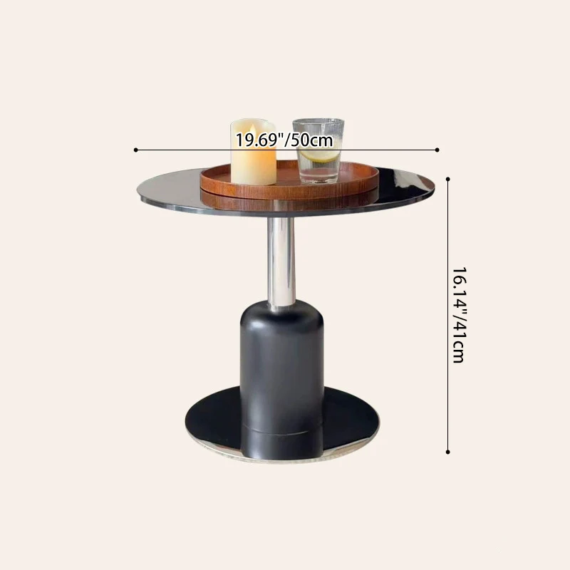 Modern Minimalist Tempered Glass Stainless Steel Round Side Table For Living Room