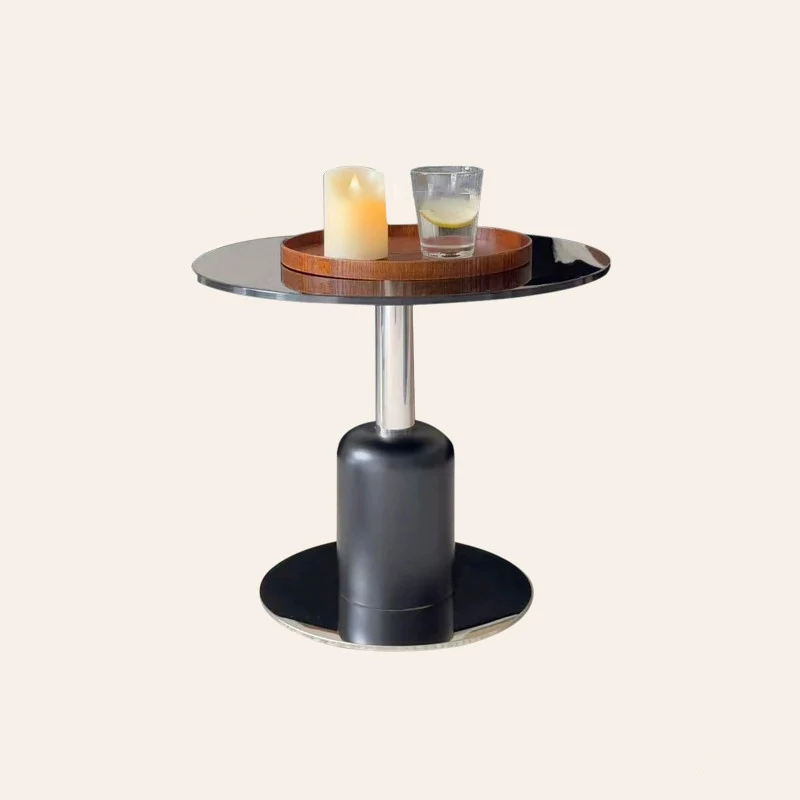 Modern Minimalist Tempered Glass Stainless Steel Round Side Table For Living Room