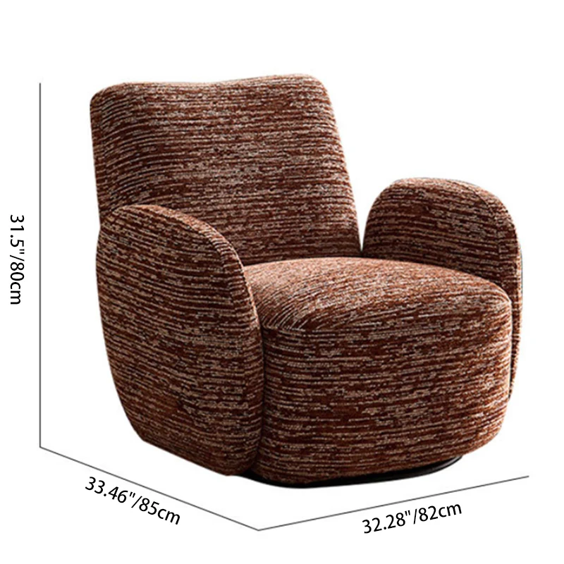 Contemporary Nordic Cotton-Linen Pine Wood Carbon Steel Square Accent Chair Swivel Armrest Backrest For Living Room