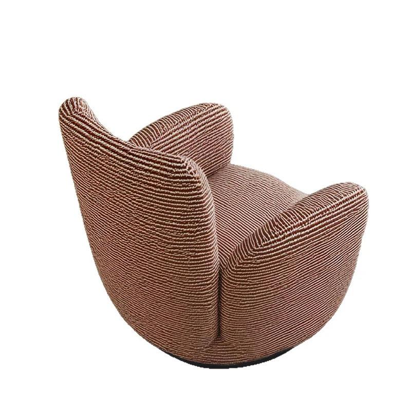Contemporary Nordic Cotton-Linen Pine Wood Carbon Steel Square Accent Chair Swivel Armrest Backrest For Living Room
