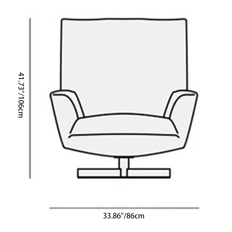 Contemporary Nordic Chenille Pine Wood Stainless Steel Square Accent Chair Backrest Armrest 360°Swivel For Living Room