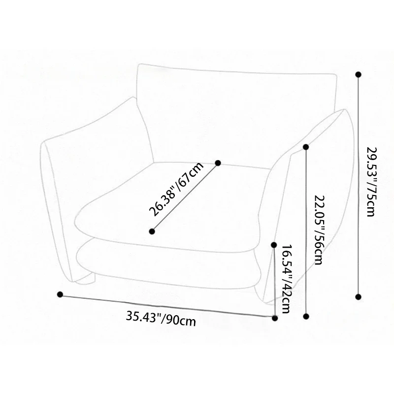Contemporary Nordic Linen Cotton Dot Fabric Solid Wood Square Accent Chair Backrest Armrest For Living Room
