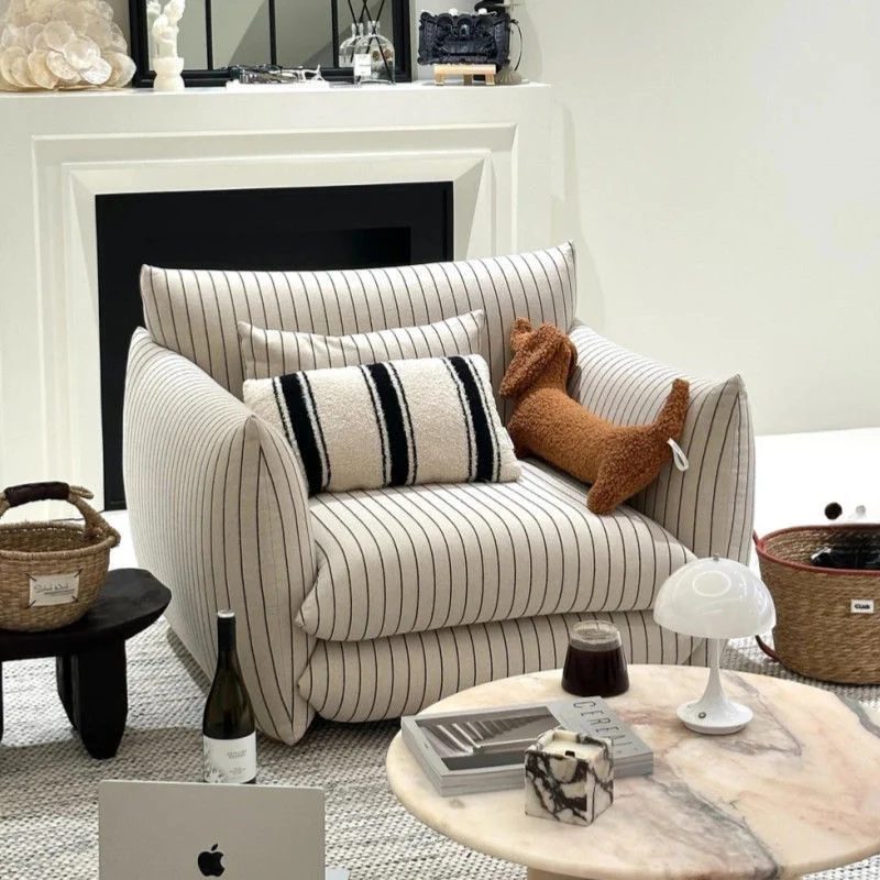 Contemporary Nordic Linen Cotton Dot Fabric Solid Wood Square Accent Chair Backrest Armrest For Living Room