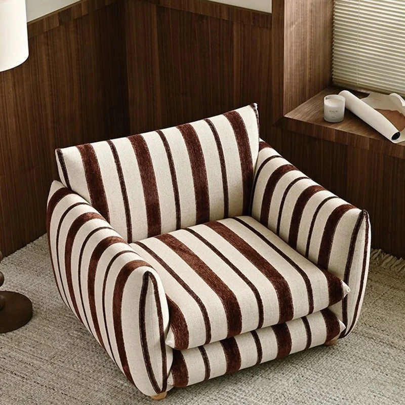 Contemporary Nordic Linen Cotton Dot Fabric Solid Wood Square Accent Chair Backrest Armrest For Living Room