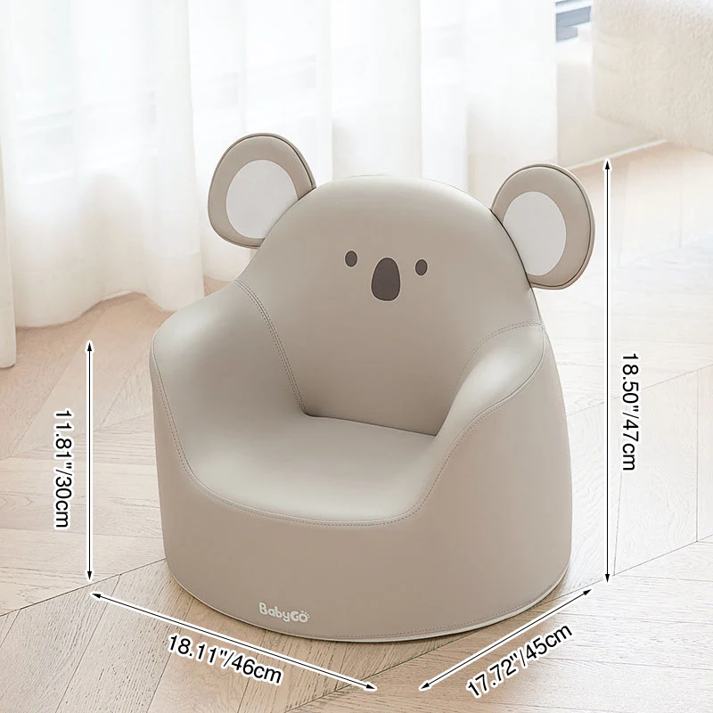 Modern Art Deco Cartoon Animal PU Leather Polyurethane Foam Kids Low Stool Backrest Armrest For Bedroom