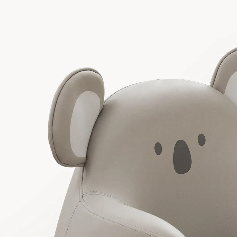 Modern Art Deco Cartoon Animal PU Leather Polyurethane Foam Kids Low Stool Backrest Armrest For Bedroom