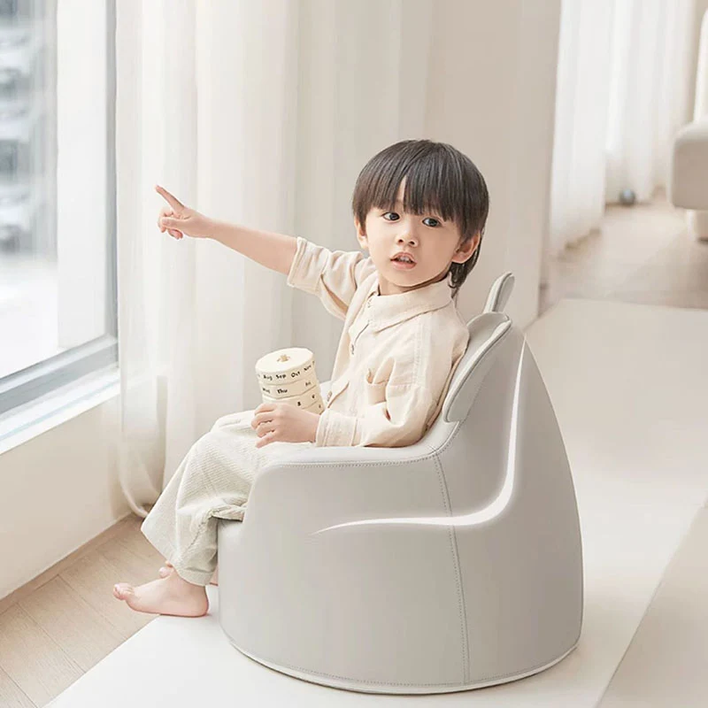 Modern Art Deco Cartoon Animal PU Leather Polyurethane Foam Kids Low Stool Backrest Armrest For Bedroom