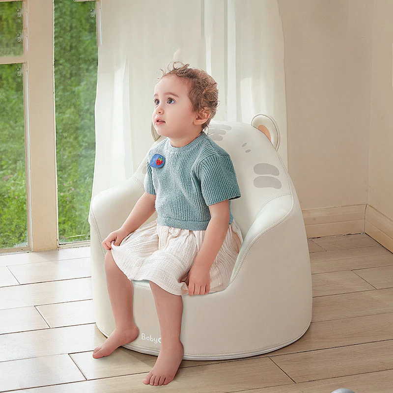Modern Art Deco Cartoon Animal PU Leather Polyurethane Foam Kids Low Stool Backrest Armrest For Bedroom