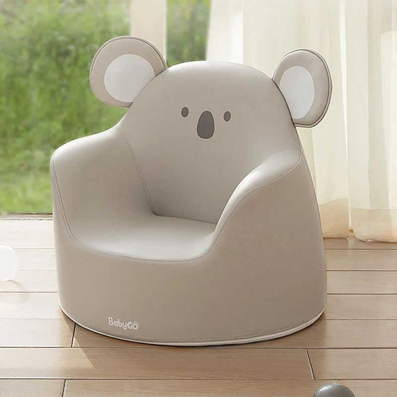 Modern Art Deco Cartoon Animal PU Leather Polyurethane Foam Kids Low Stool Backrest Armrest For Bedroom