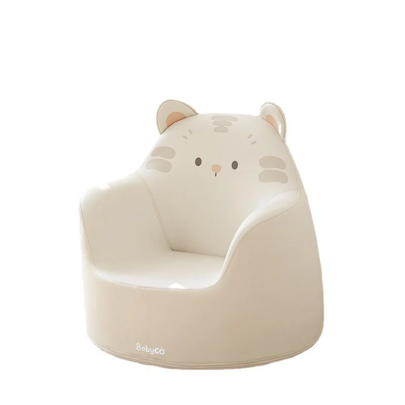 Modern Art Deco Cartoon Animal PU Leather Polyurethane Foam Kids Low Stool Backrest Armrest For Bedroom