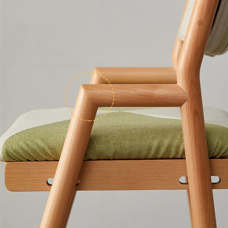 Contemporary Nordic Beech Cotton-Linen Fabric Trapezoidal Kids Adjustable Desk Chair Backrest Armrest For Study