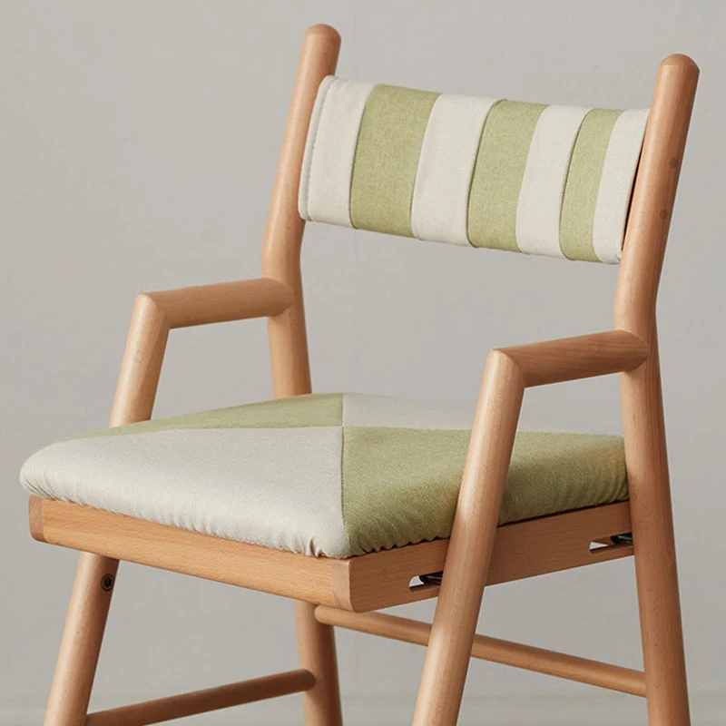 Contemporary Nordic Beech Cotton-Linen Fabric Trapezoidal Kids Adjustable Desk Chair Backrest Armrest For Study
