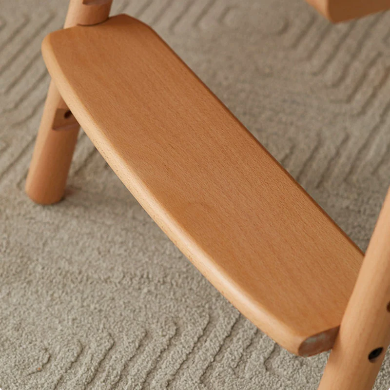 Contemporary Nordic Beech Cotton-Linen Fabric Trapezoidal Kids Adjustable Desk Chair Backrest Armrest For Study