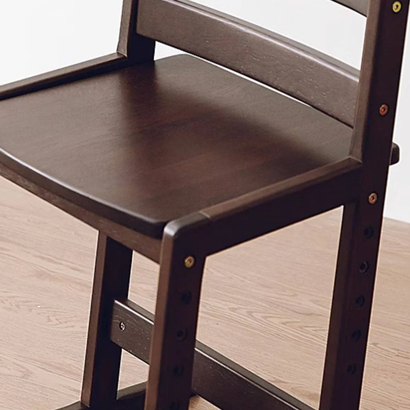 Traditional Chinese Beech Oak Wood Rectangular Adjustable Kids Desk Chair Backrest Armless For Living Room