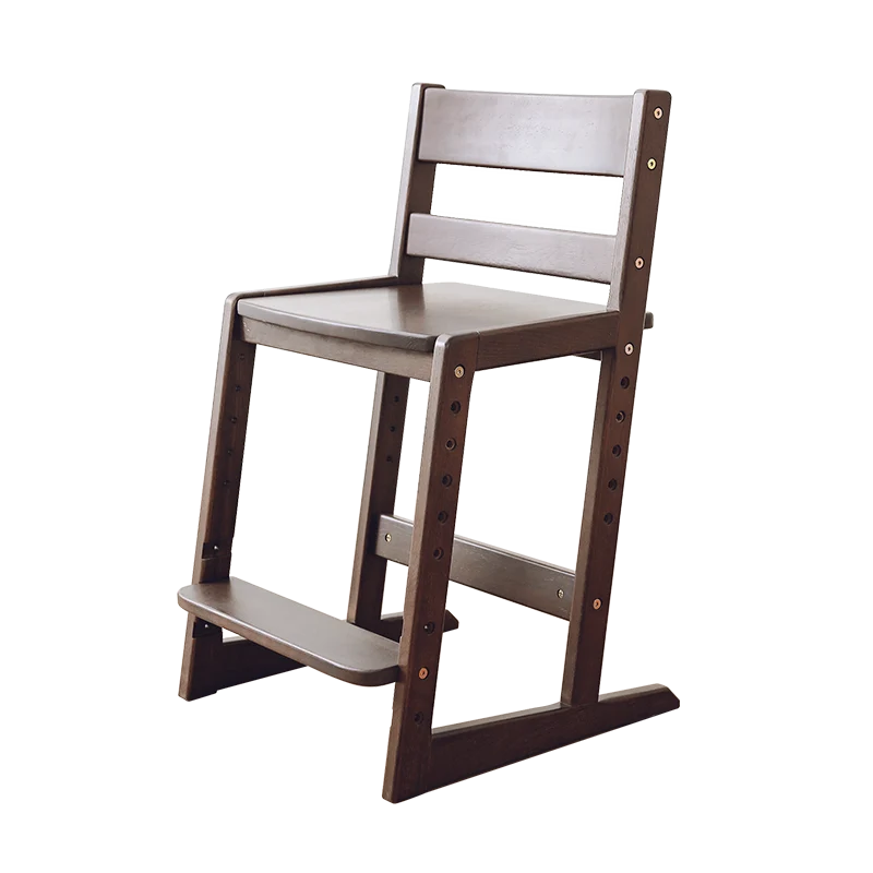Traditional Chinese Beech Oak Wood Rectangular Adjustable Kids Desk Chair Backrest Armless For Living Room