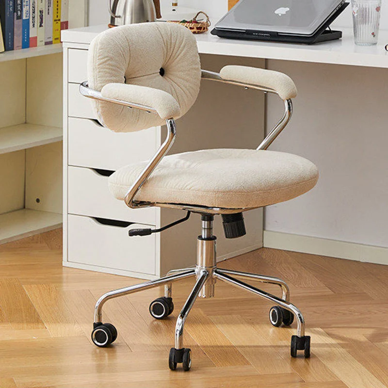 Contemporary Scandinavian Oval Solid Wood Plywood Steel Velvet-Upholstered Liftable Rotatable Desk Chair Backrest Armrest For Home Office