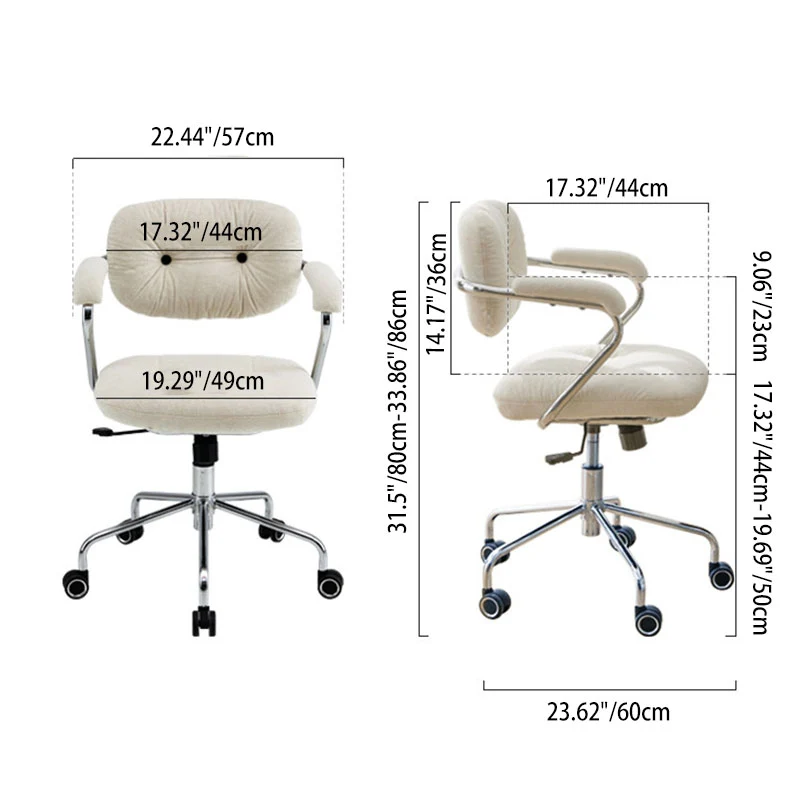 Contemporary Scandinavian Oval Solid Wood Plywood Steel Velvet-Upholstered Liftable Rotatable Desk Chair Backrest Armrest For Home Office