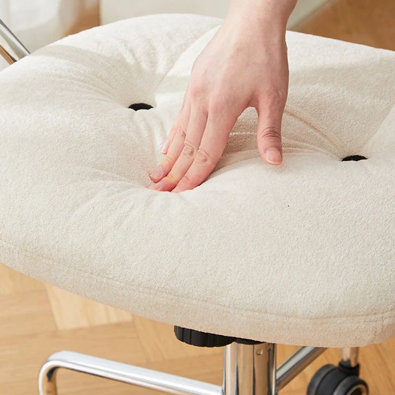 Contemporary Scandinavian Oval Solid Wood Plywood Steel Velvet-Upholstered Liftable Rotatable Desk Chair Backrest Armrest For Home Office