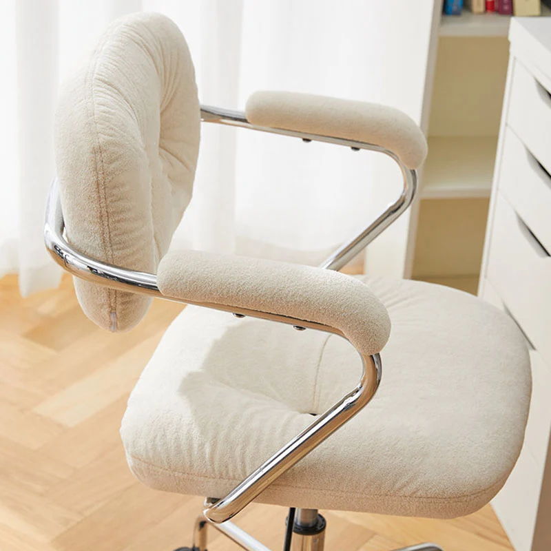 Contemporary Scandinavian Oval Solid Wood Plywood Steel Velvet-Upholstered Liftable Rotatable Desk Chair Backrest Armrest For Home Office