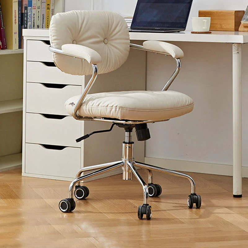 Contemporary Scandinavian Oval Solid Wood Plywood Steel Velvet-Upholstered Liftable Rotatable Desk Chair Backrest Armrest For Home Office