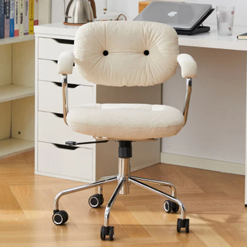 Contemporary Scandinavian Oval Solid Wood Plywood Steel Velvet-Upholstered Liftable Rotatable Desk Chair Backrest Armrest For Home Office