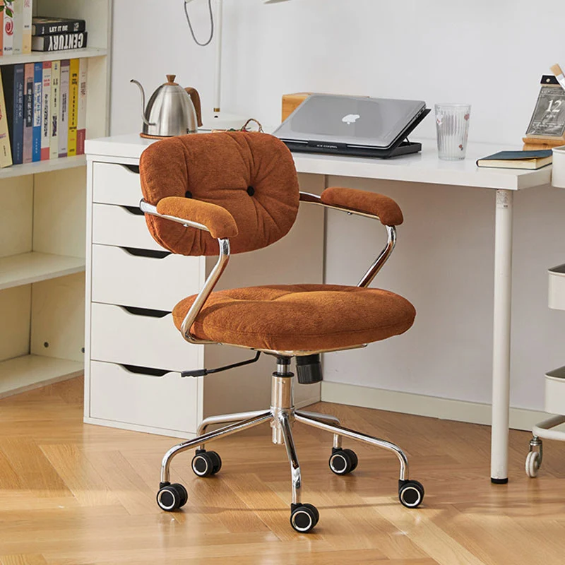 Contemporary Scandinavian Oval Solid Wood Plywood Steel Velvet-Upholstered Liftable Rotatable Desk Chair Backrest Armrest For Home Office