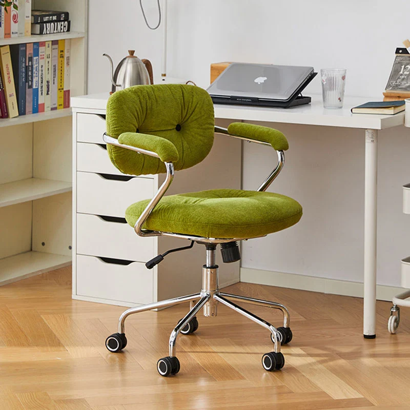 Contemporary Scandinavian Oval Solid Wood Plywood Steel Velvet-Upholstered Liftable Rotatable Desk Chair Backrest Armrest For Home Office
