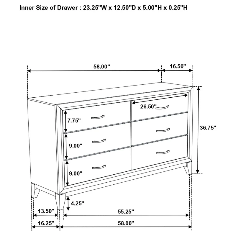 Coaster Furniture Valen 215913 6-drawer Bedroom Dresser Cabinet - Light Taupe