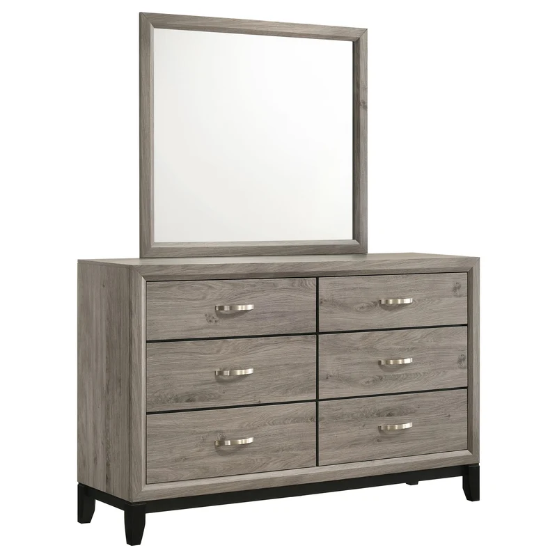 Coaster Furniture Valen 215913M 6-drawer Bedroom Dresser and Mirror - Light Taupe