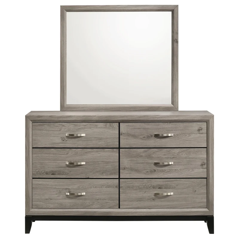 Coaster Furniture Valen 215913M 6-drawer Bedroom Dresser and Mirror - Light Taupe