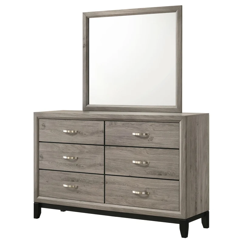 Coaster Furniture Valen 215913M 6-drawer Bedroom Dresser and Mirror - Light Taupe