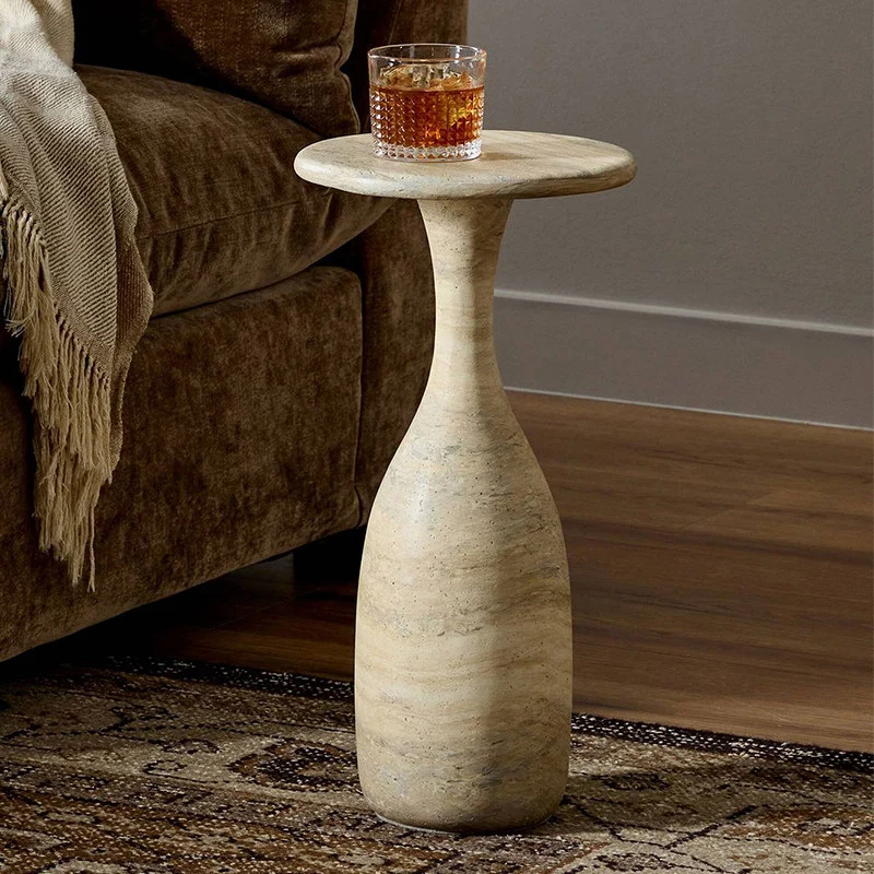 Modern Luxury Fiberglass Round Sculptural Side Table For Living Room